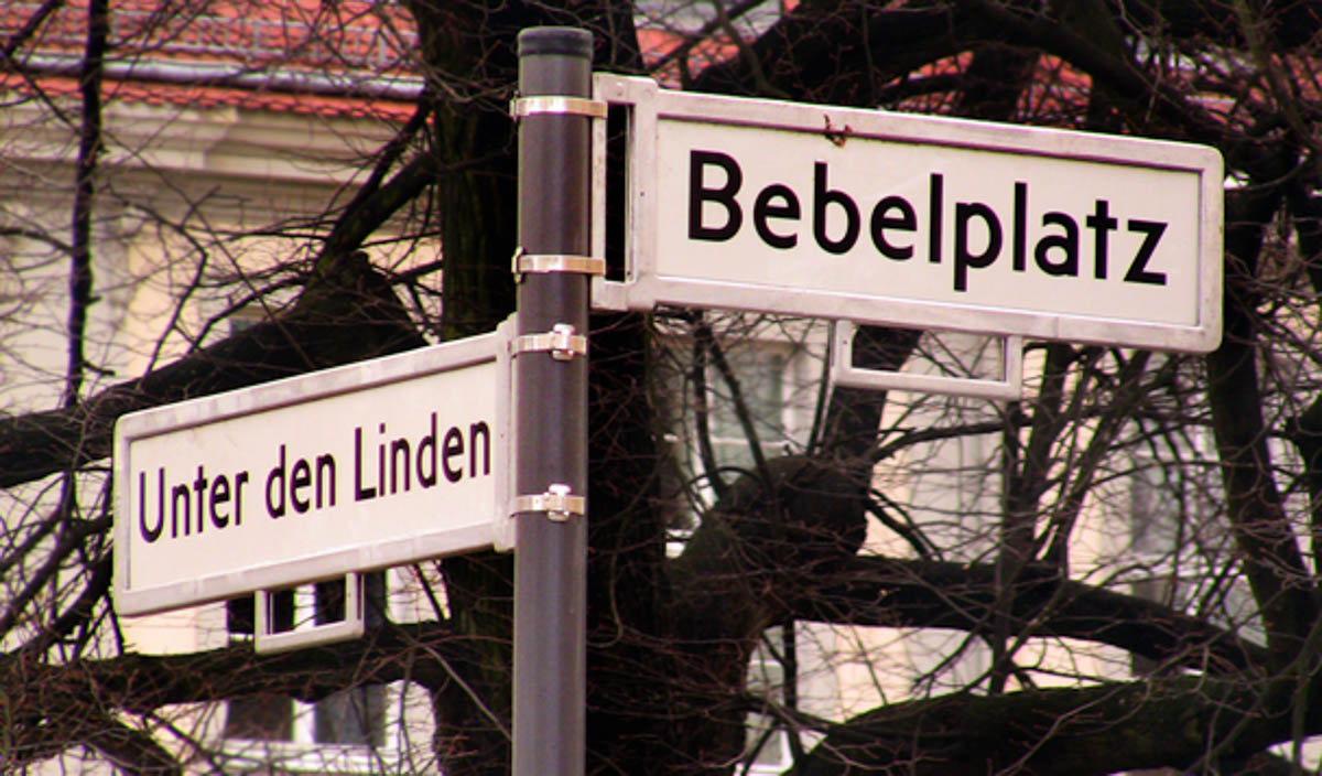 Street signs at the intersection of Bebelplatz and Unter Den Linden