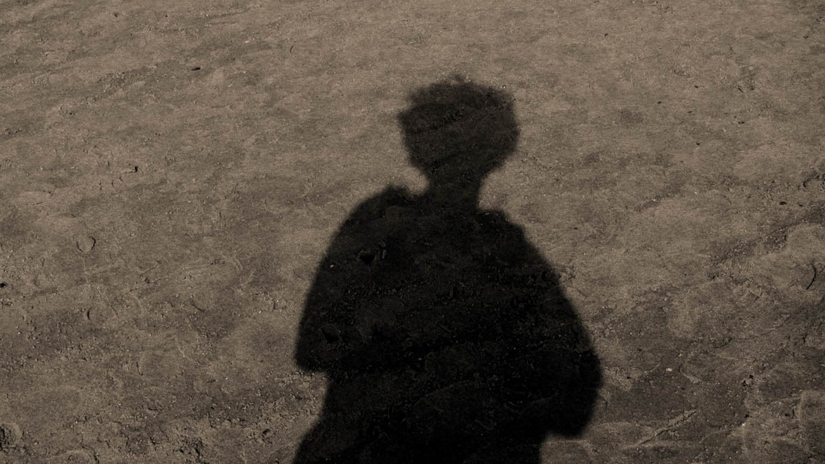 My shadow on the beach in Warnemuende