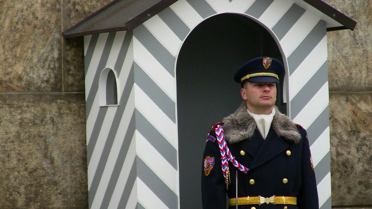 Guard outside the palace in Prague