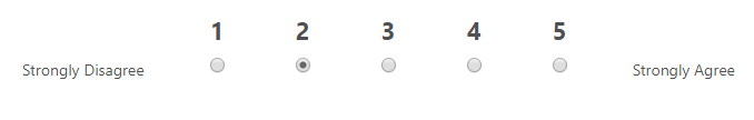 Screenshot of radio buttons for a "scale value" question.